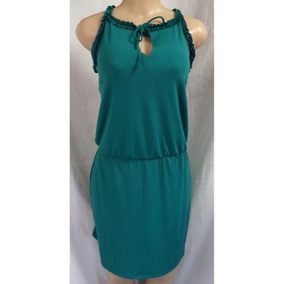 White House Black Market Dresses & Skirts - "WHITE HOUSE BLACK MARKET" HUNTER GREEN RUFFLE CASUAL BLOUSON DRESS SIZE: M NWT
